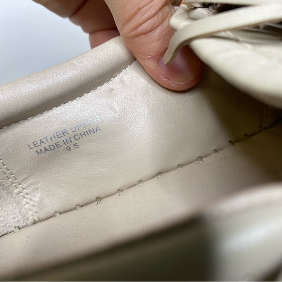 Renvy Leather Espadrilles Platform Slip On Tassel Fringe Beige Size 9.5 - Picture 7 of 8